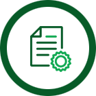 Certificate icon in a white circle background with green outline