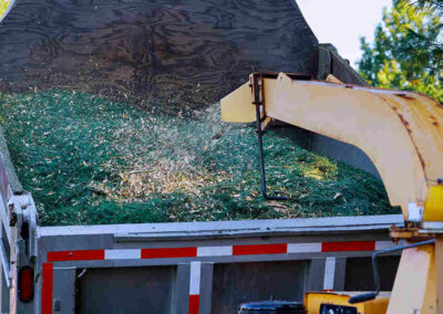 A truck during a tree chipping in Cumming, GA