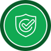 Secured icon in a green circle background