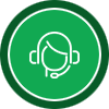 Customer support icon in a green circle background