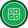 Calculator icon in a green circle background