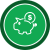 Savings icon in a green circle background